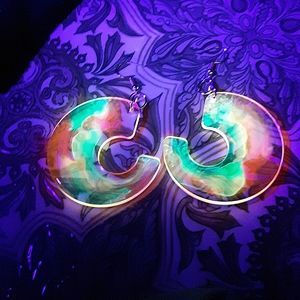 Handmade Pink and Yellow Blacklight Earrings